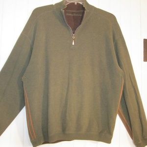 TOMMY BAHAMA Zip Brown Green Reversible Sweater